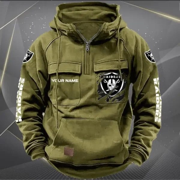 Las Vegas Raiders New Personalized Multi Pockets Zip Hoodie AMCMZHD000048 - Image 4