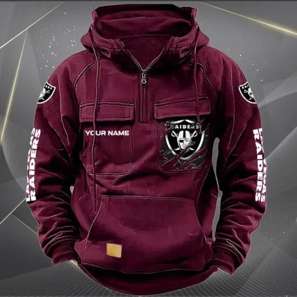 Las Vegas Raiders New Personalized Multi Pockets Zip Hoodie AMCMZHD000048 - Image 5