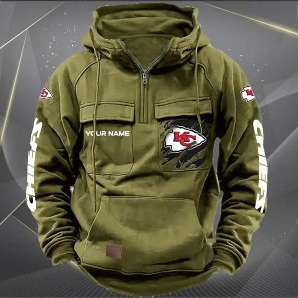 Kansas City Chiefs New Personalized Multi Pockets Zip Hoodie AMCMZHD000047 - Image 4