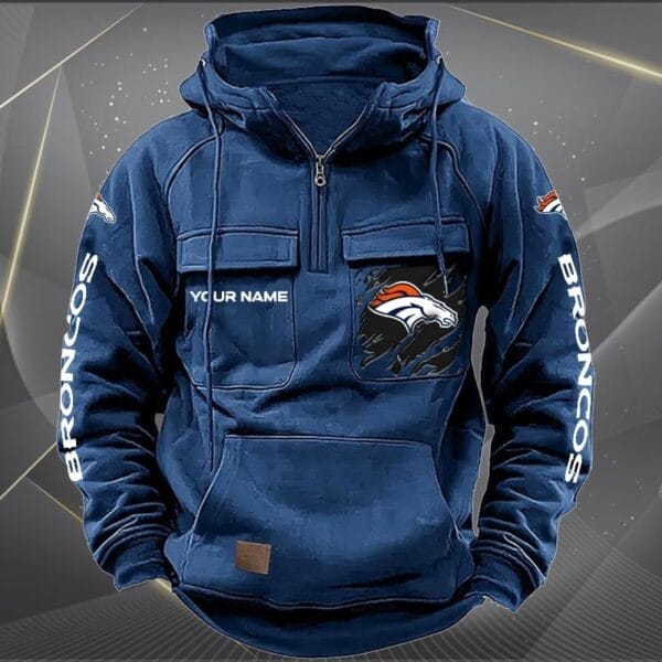 Denver Broncos  New Personalized Multi Pockets Zip Hoodie AMCMZHD000041 - Image 2