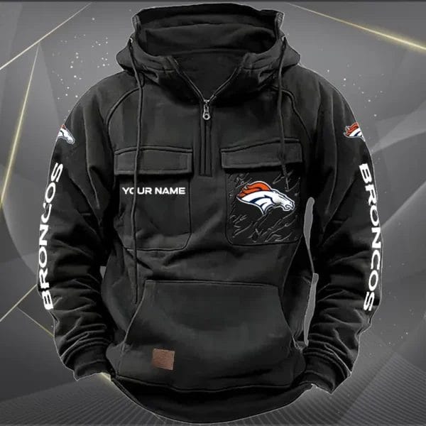 Denver Broncos  New Personalized Multi Pockets Zip Hoodie AMCMZHD000041