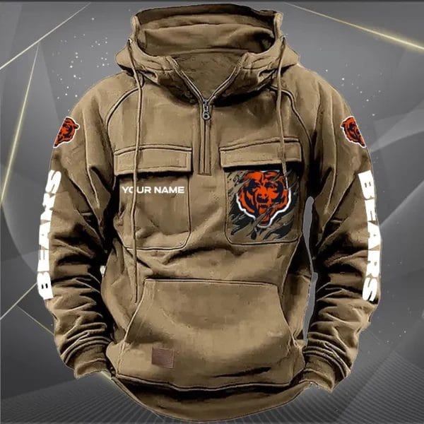 Chicago Bears  New Personalized Multi Pockets Zip Hoodie AMCMZHD000037 - Image 3