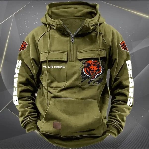 Chicago Bears  New Personalized Multi Pockets Zip Hoodie AMCMZHD000037 - Image 4
