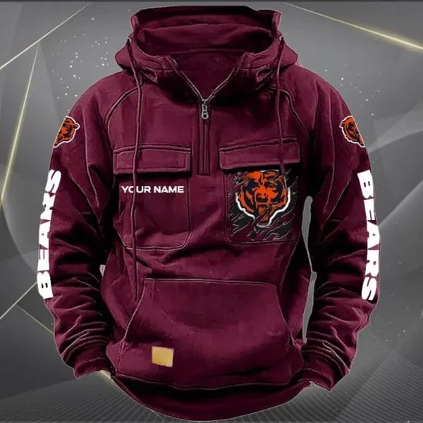 Chicago Bears  New Personalized Multi Pockets Zip Hoodie AMCMZHD000037 - Image 5