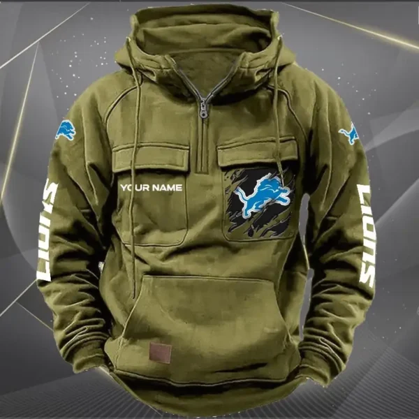 Detroit Lions  New Personalized Multi Pockets Zip Hoodie AMCMZHD000042 - Image 4