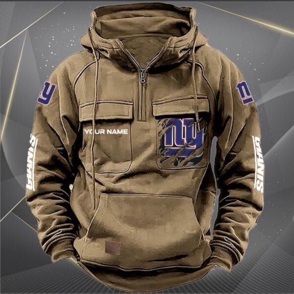 New York Giants New Personalized Multi Pockets Zip Hoodie AMCMZHD000055 - Image 3