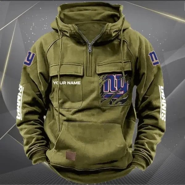 New York Giants New Personalized Multi Pockets Zip Hoodie AMCMZHD000055 - Image 4
