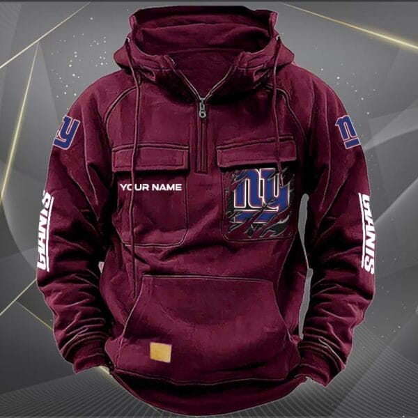 New York Giants New Personalized Multi Pockets Zip Hoodie AMCMZHD000055 - Image 5