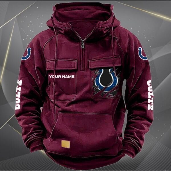 Indianapolis Colts  New Personalized Multi Pockets Zip Hoodie AMCMZHD000045 - Image 5