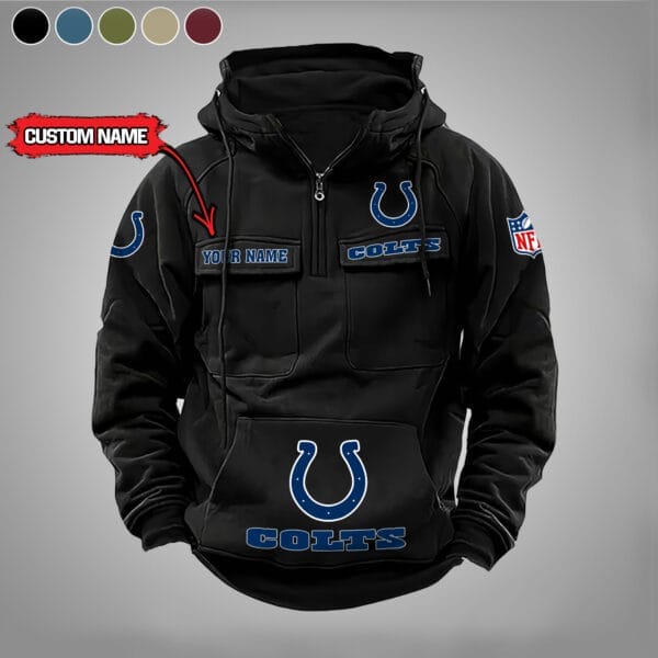 Indianapolis Colts  New Personalized Multi Pockets Zip Hoodie AMCMZHD000023