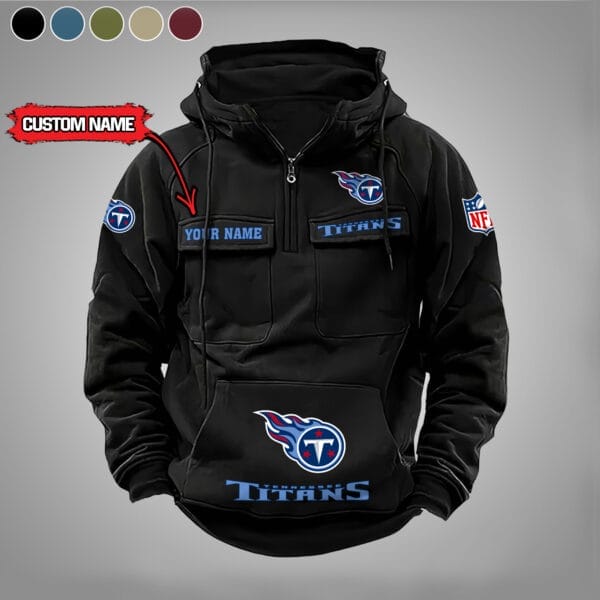 Tennessee Titans  New Personalized Multi Pockets Zip Hoodie AMCMZHD000007