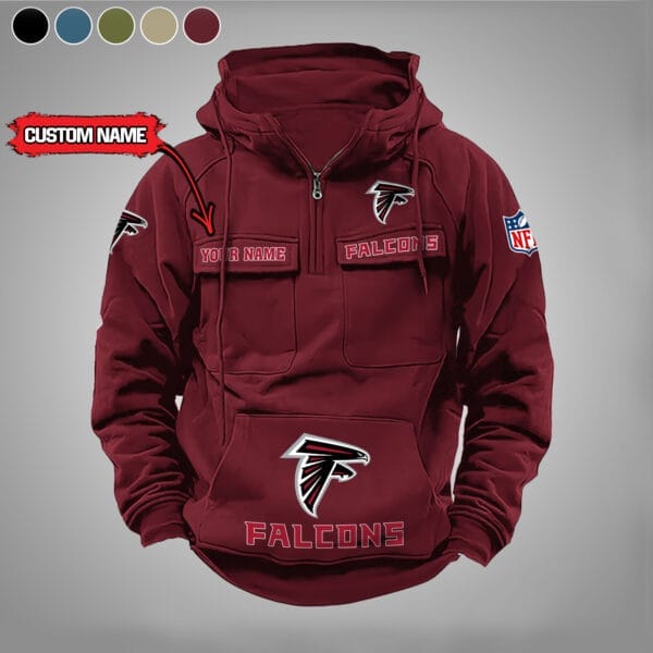 Atlanta Falcons  New Personalized Multi Pockets Zip Hoodie AMCMZHD000025 - Image 2