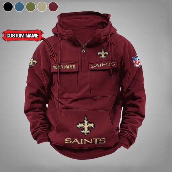 New Orleans Saints New Personalized Multi Pockets Zip Hoodie AMCMZHD000029 - Image 2