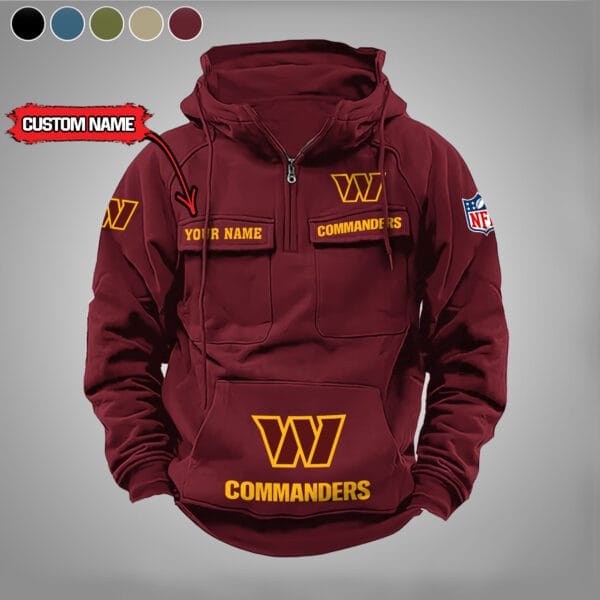 Washington Commanders  New Personalized Multi Pockets Zip Hoodie AMCMZHD000008 - Image 2