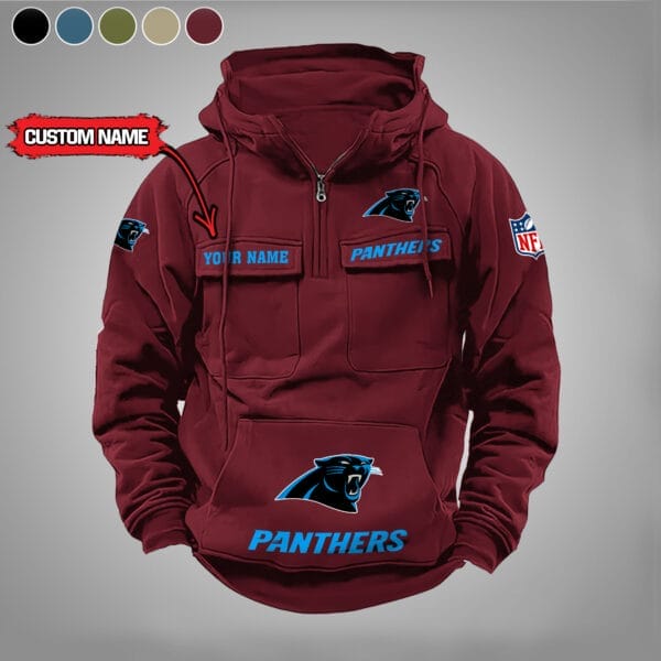 Carolina Panthers  New Personalized Multi Pockets Zip Hoodie AMCMZHD000014 - Image 2
