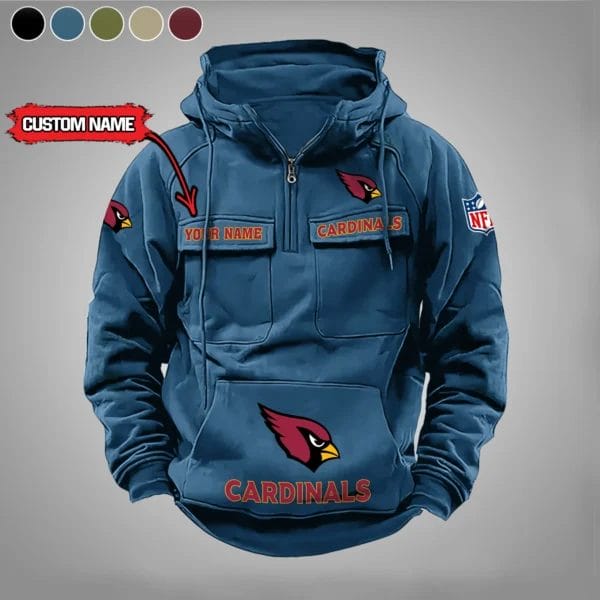 Arizona Cardinals  New Personalized Multi Pockets Zip Hoodie AMCMZHD000028 - Image 3