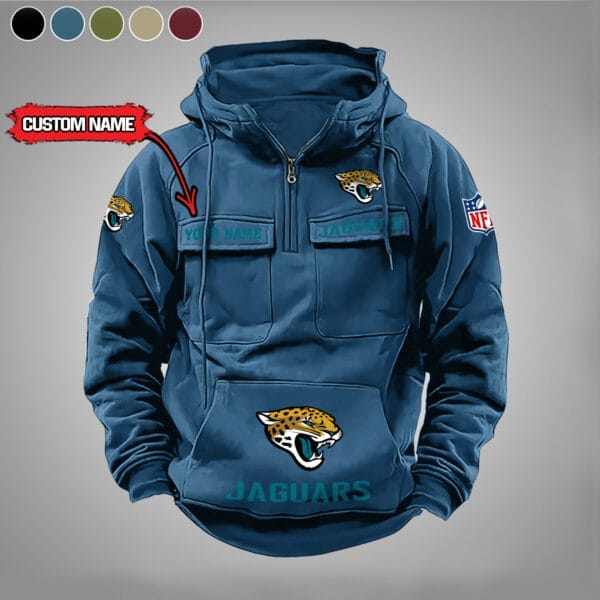 Jacksonville Jaguars  New Personalized Multi Pockets Zip Hoodie AMCMZHD000024 - Image 3