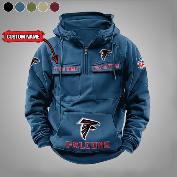 Atlanta Falcons  New Personalized Multi Pockets Zip Hoodie AMCMZHD000025 - Image 3