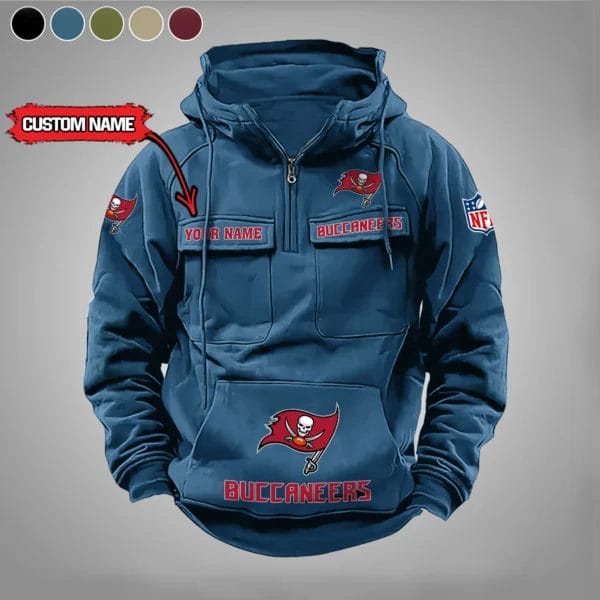 Tampa Bay Buccaneers New Personalized Multi Pockets Zip Hoodie AMCMZHD000006 - Image 3