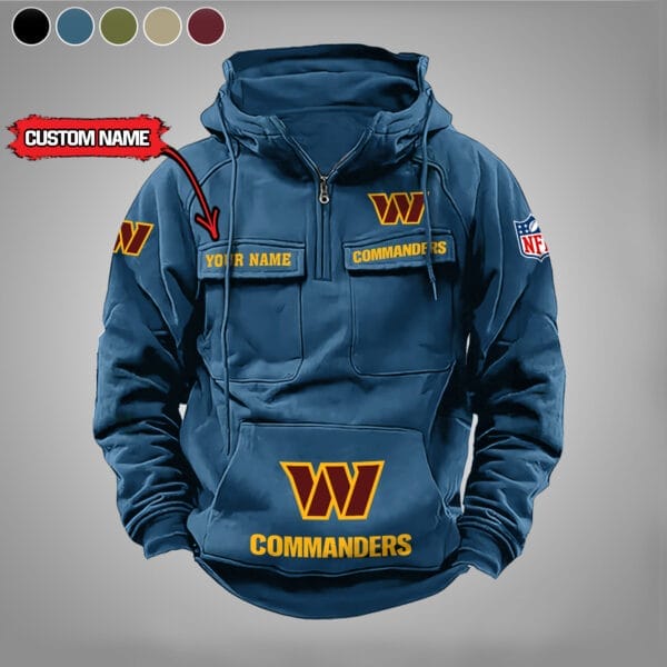 Washington Commanders  New Personalized Multi Pockets Zip Hoodie AMCMZHD000008 - Image 3