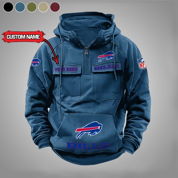 Buffalo Bills  New Personalized Multi Pockets Zip Hoodie AMCMZHD000027 - Image 3