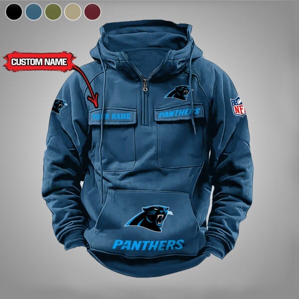 Carolina Panthers  New Personalized Multi Pockets Zip Hoodie AMCMZHD000014 - Image 3