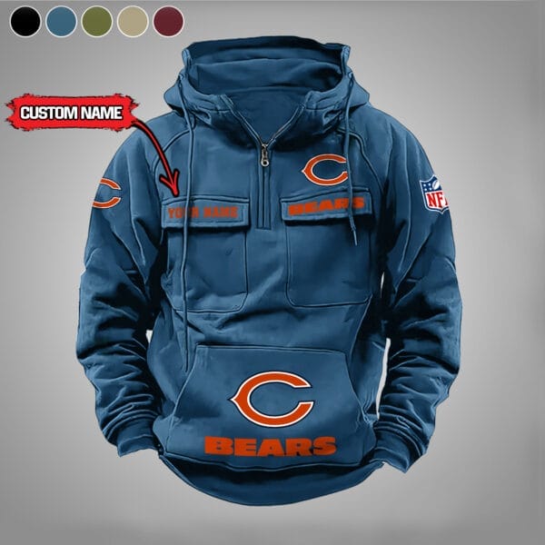 Chicago Bears  New Personalized Multi Pockets Zip Hoodie AMCMZHD000015 - Image 3
