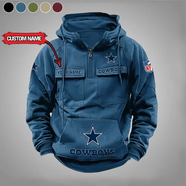 Dallas Cowboys  New Personalized Multi Pockets Zip Hoodie AMCMZHD000018 - Image 3