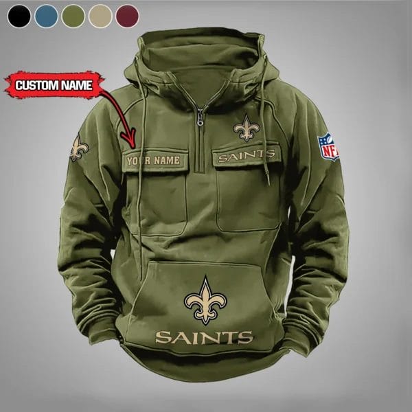 New Orleans Saints New Personalized Multi Pockets Zip Hoodie AMCMZHD000029 - Image 4