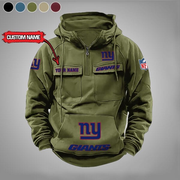 New York Giants New Personalized Multi Pockets Zip Hoodie AMCMZHD000030 - Image 4