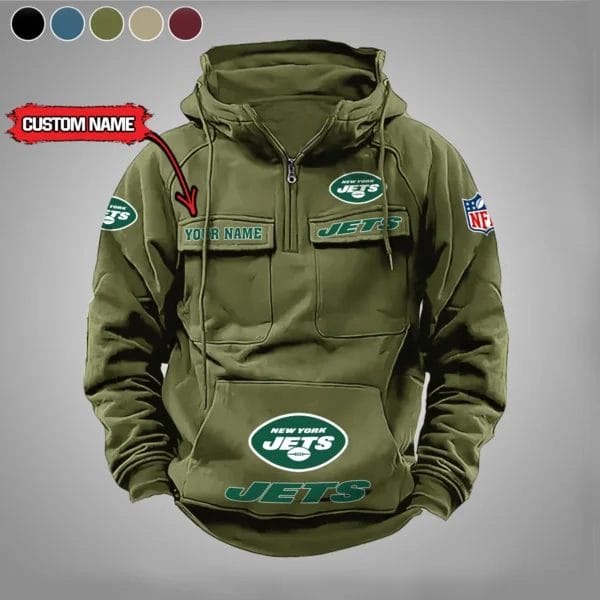 New York Jets New Personalized Multi Pockets Zip Hoodie AMCMZHD000031 - Image 3