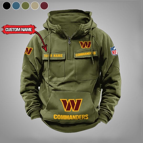 Washington Commanders  New Personalized Multi Pockets Zip Hoodie AMCMZHD000008 - Image 4