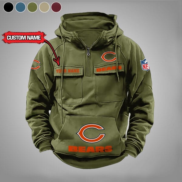 Chicago Bears  New Personalized Multi Pockets Zip Hoodie AMCMZHD000015 - Image 4