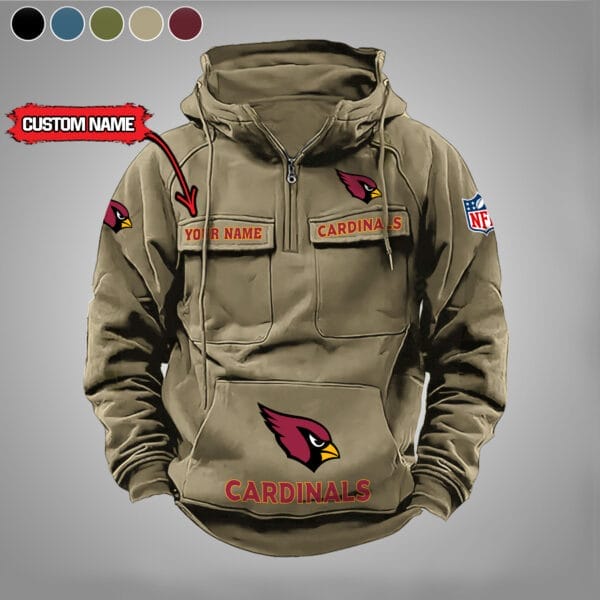 Arizona Cardinals  New Personalized Multi Pockets Zip Hoodie AMCMZHD000028 - Image 5