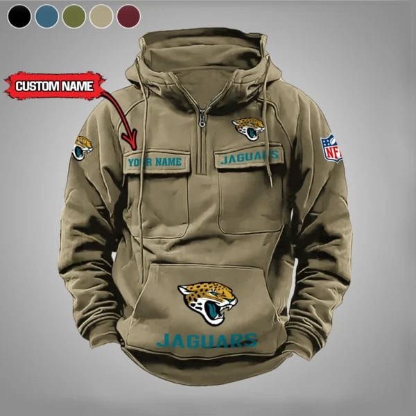 Jacksonville Jaguars  New Personalized Multi Pockets Zip Hoodie AMCMZHD000024 - Image 5
