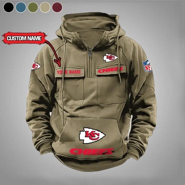 Kansas City Chiefs New Personalized Multi Pockets Zip Hoodie AMCMZHD000009 - Image 5