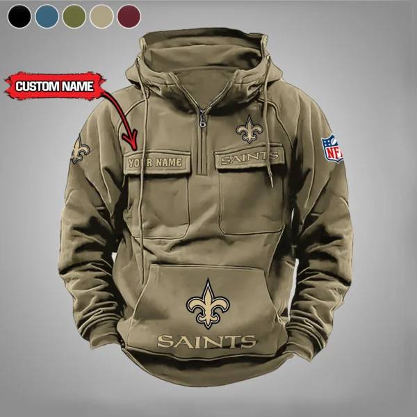 New Orleans Saints New Personalized Multi Pockets Zip Hoodie AMCMZHD000029 - Image 5