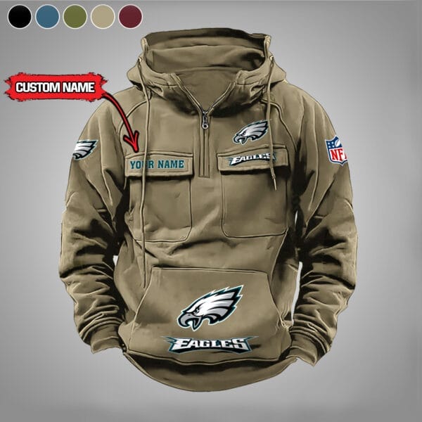Philadelphia Eagles  New Personalized Multi Pockets Zip Hoodie AMCMZHD000013 - Image 5
