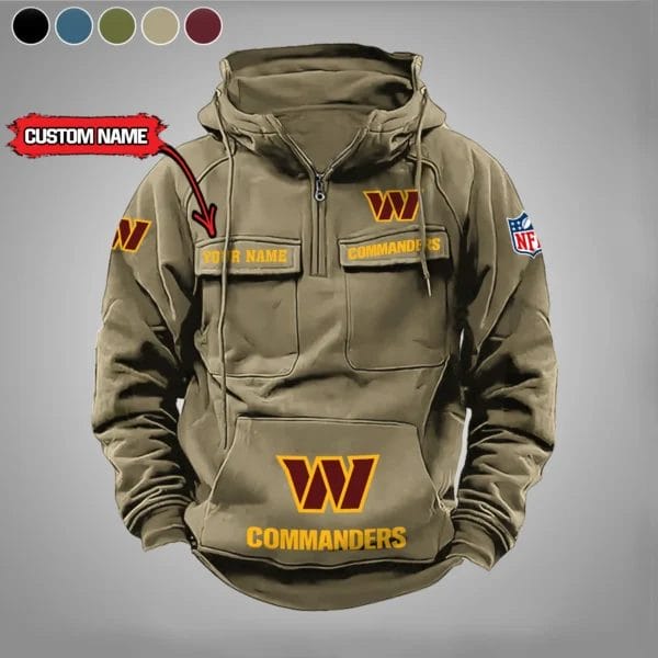 Washington Commanders  New Personalized Multi Pockets Zip Hoodie AMCMZHD000008 - Image 5