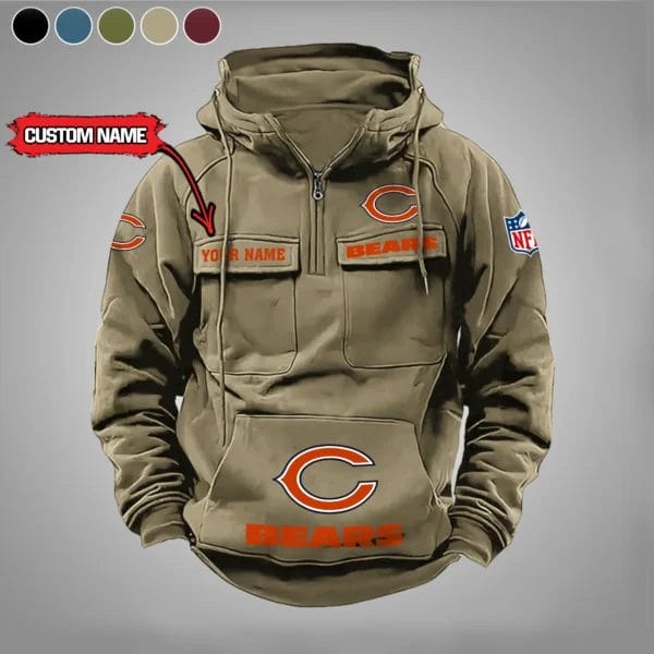 Chicago Bears  New Personalized Multi Pockets Zip Hoodie AMCMZHD000015 - Image 5
