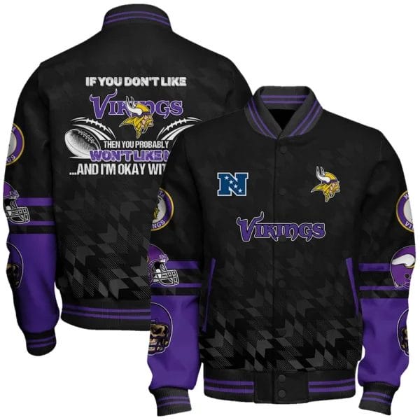 Minnesota Vikings National Football Conference Unisex Varsity Jacket AMCVJK000015