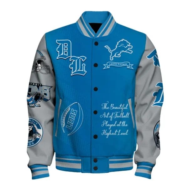 Detroit Lions National Football Conference Unisex Varsity Jacket AMCVJK000007 - Image 2