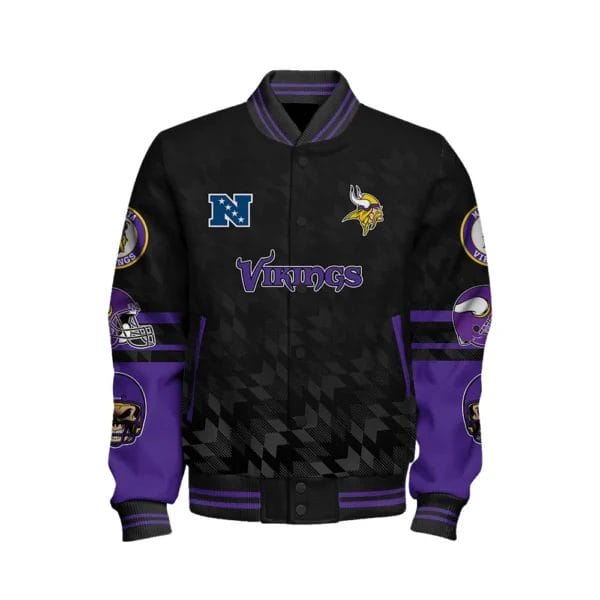 Minnesota Vikings National Football Conference Unisex Varsity Jacket AMCVJK000015 - Image 2