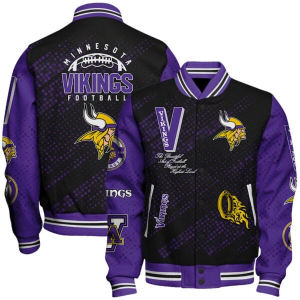 Minnesota Vikings National Football Conference Unisex Varsity Jacket AMCVJK000073