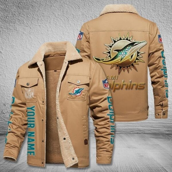 Miami Dolphins New Personalized Winter Fleece Bomber Jacket AMCWFBJ000022 - Image 2