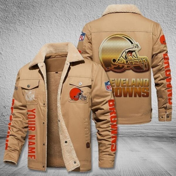 Cleveland Browns New Personalized Winter Fleece Bomber Jacket AMCWFBJ000039 - Image 2