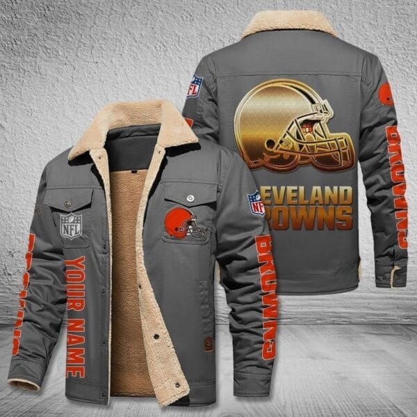 Cleveland Browns New Personalized Winter Fleece Bomber Jacket AMCWFBJ000039 - Image 3