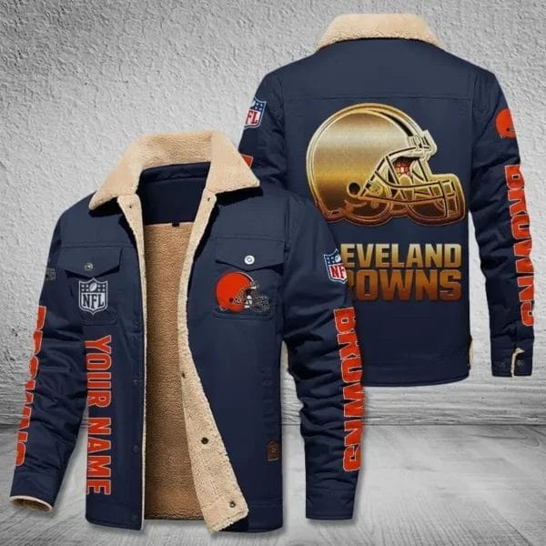 Cleveland Browns New Personalized Winter Fleece Bomber Jacket AMCWFBJ000039 - Image 4