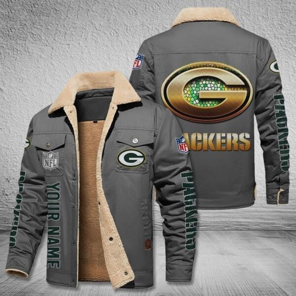 Green Bay Packers New Personalized Winter Fleece Bomber Jacket AMCWFBJ000031 - Image 3