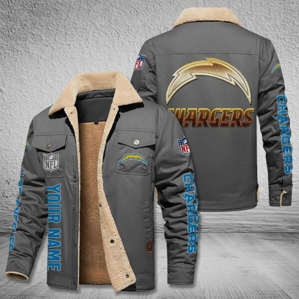 Los Angeles Chargers New Personalized Winter Fleece Bomber Jacket AMCWFBJ000025 - Image 3